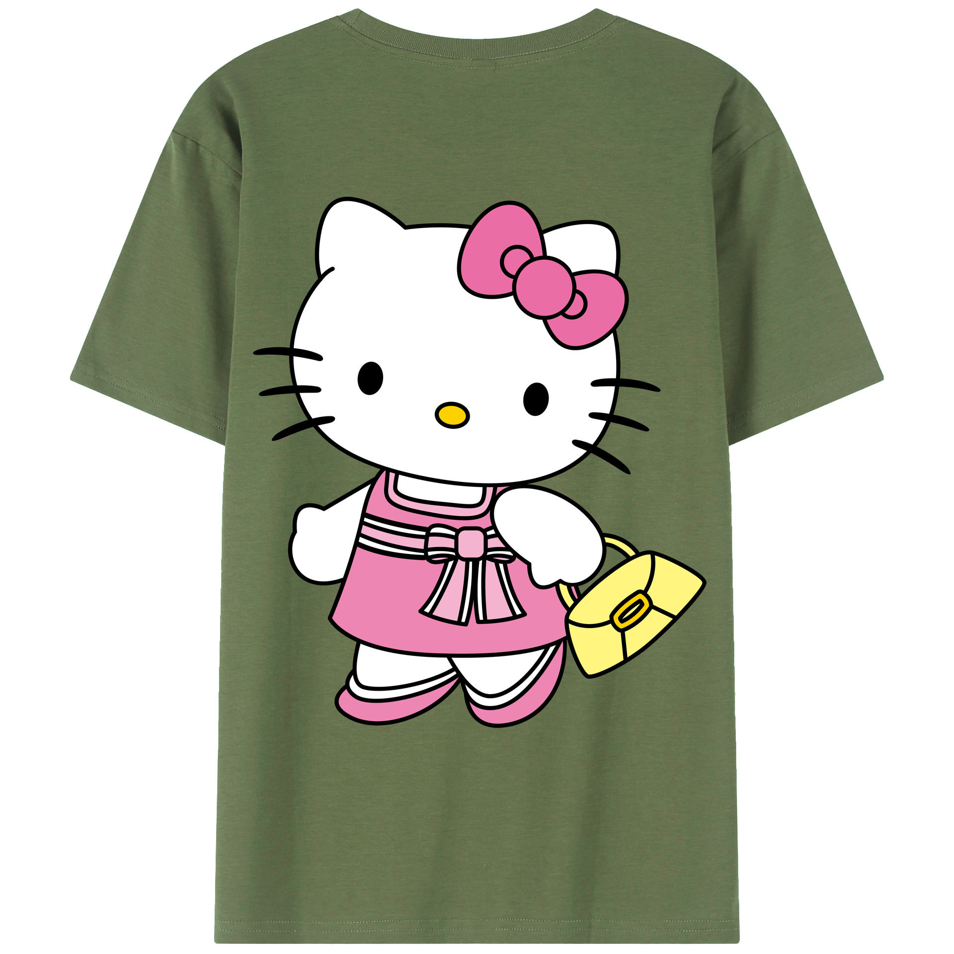 （画像用） Hello Kitty ハローキティ 綿100％ メンズ半袖Tシャツ（バックプリント） 通気性